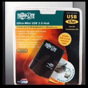 Tripp-Lite Ultra-Mini USB 2.0 Hub 4 Port Model U222-004-R NEW SEALED Hideaway